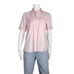 Aritzia Babaton Women Size XS Pink Stripe Utility Shirt Button-Up Blouse Top $88